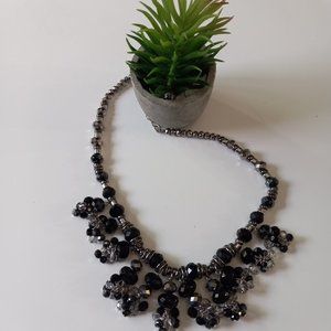 Talbots Black & Sliver Faceted Bead Necklace